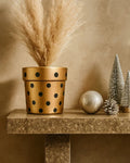 Golden Polka Green Ribbed Pot