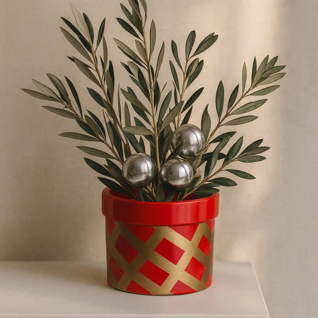 The Golden Red Grid Pot Ribbed