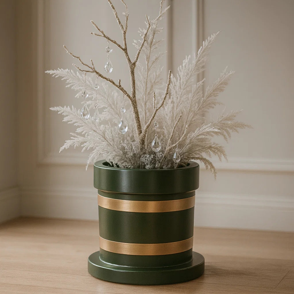 The Green Stripy Pot Rim Plate Bottom