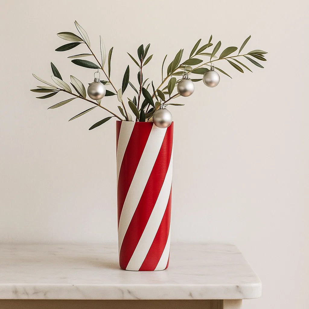 Candy Cane Stripe Cube Vase