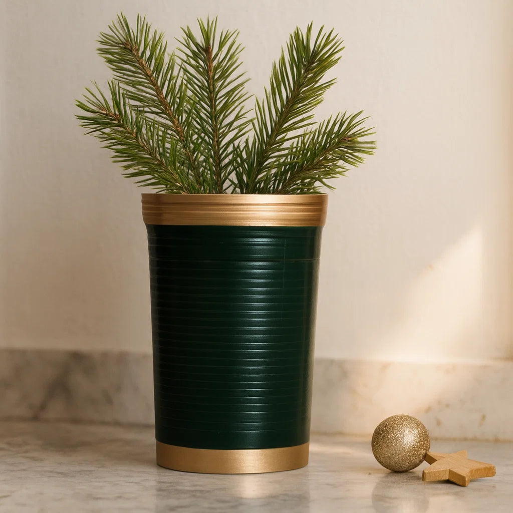 Golden Pine Ribbed Ritual Vase
