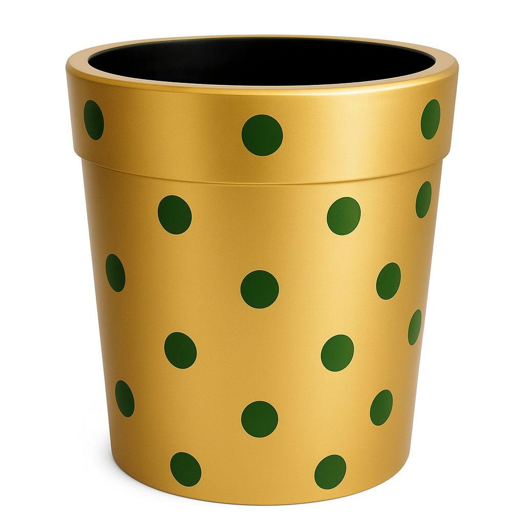 Golden Polka Green Ribbed Pot