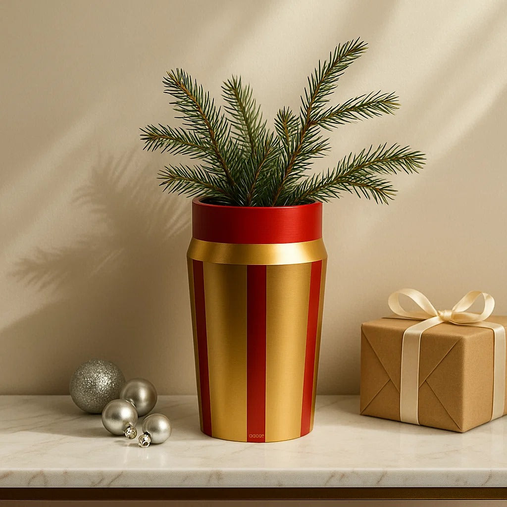 Candy Stripe Gold Mason Vase